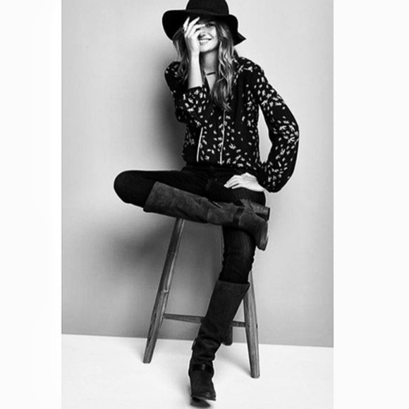 DOLCE VITA Hawthorne Knee High Western Heeled Boots in Black Suede Size 11